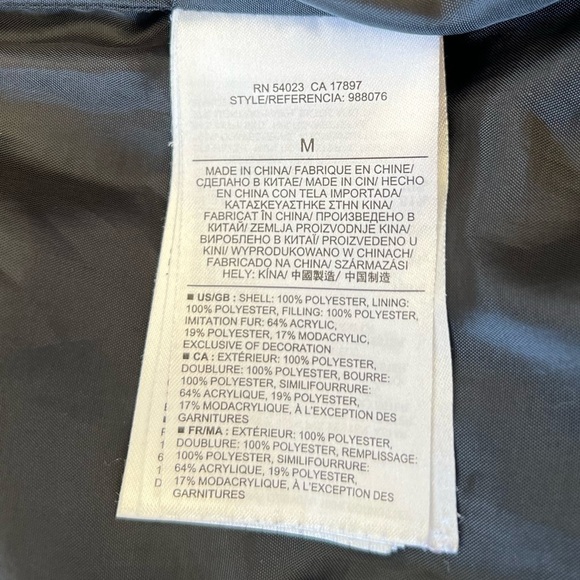 Banana Republic Factory black faux fur hood puffer winter coat size medium - Picture 8 of 9